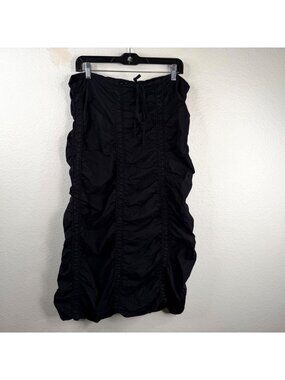XCVI Wearables Women's Ruched Drawstring Gothic Grunge Punk Black Skirt Sz S